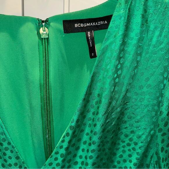 BCBGMAXAZRIA Eve Balloon Sleeve Ruffled Dress Sapphire Green 2 - Picture 7 of 13